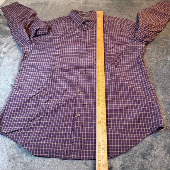 Eddie Bauer Mens Large Purple Plaid Relaxed Fit Long Sleeve Button Down Shirt - Picture 9 of 11